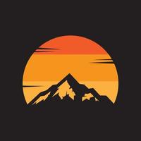 berg top visie met zonsondergang panorama logo vector icoon illustratie symbool ontwerp sjabloon