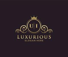 eerste ui brief Koninklijk luxe logo sjabloon in vector kunst voor restaurant, royalty, boetiek, cafe, hotel, heraldisch, sieraden, mode en andere vector illustratie.