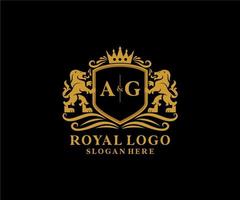 eerste ag brief leeuw Koninklijk luxe logo sjabloon in vector kunst voor restaurant, royalty, boetiek, cafe, hotel, heraldisch, sieraden, mode en andere vector illustratie.