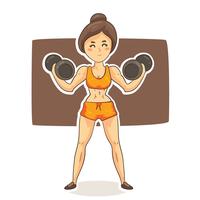 Cartoon Vrouw Bodybuilder Vector