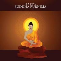 Boeddha zittend onder bodhi boom voor Boeddha purnima vector