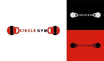 cirkel Sportschool logo ontwerp sjabloon. rood, zwart en wit kleuren. vector