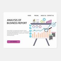 analyse van bedrijf verslag doen van grafisch landen bladzijde. vector gegevens tabel technologie illustratie, financieel afzet en financiën diagram