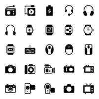 glyph pictogrammen voor gadgets en apparaten. vector