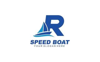 r boot logo ontwerp inspiratie. vector brief sjabloon ontwerp voor merk.