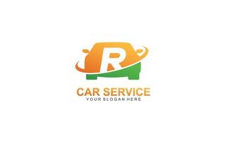 r huur auto logo ontwerp inspiratie. vector brief sjabloon ontwerp voor merk.