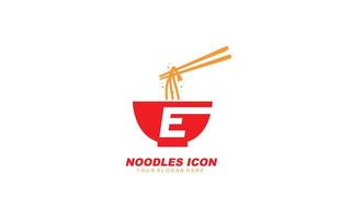 e noedels logo ontwerp inspiratie. vector brief sjabloon ontwerp voor merk.