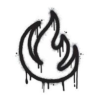 verstuiven geschilderd graffiti brand vlam icoon gespoten geïsoleerd met een wit achtergrond. graffiti brand vlam icoon met over- verstuiven in zwart over- vector