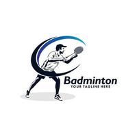 modern gepassioneerd badminton speler in actie logo vector