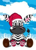 schattig tekenfilm de kerstman claus Kerstmis zebra karakter vector
