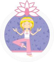 schattig tekenfilm mediteren yoga meisje illustratie vector