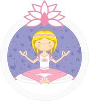 schattig tekenfilm mediteren yoga meisje illustratie vector