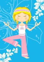 schattig tekenfilm mediteren yoga meisje illustratie vector
