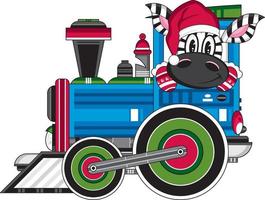 tekenfilm de kerstman claus Kerstmis zebra Aan trein vector