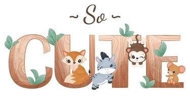 schattig wild dieren illustratie met alfabetten vector