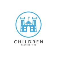 kleuterschool logo ontwerp gemakkelijk vector sjabloon icoon illustratie, voor onderwijs, peuterspeelzaal, kinderen aan het leren huis, kinderen school- met een modern concept