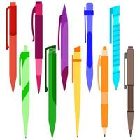 reeks van veelkleurig pennen Aan een wit achtergrond. vector illustratie.