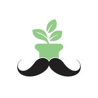 bloem pot met snor icoon logo ontwerp. vector