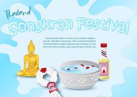 kaart en poster van Thailand songkran festival in papier besnoeiing stijl met voorbeeld teksten Aan blauw achtergrond. vector