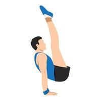 vector illustratie van een jong Mens gymnast het uitvoeren van verdieping oefening