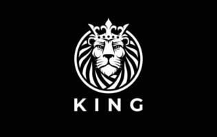 leeuw koning cirkel logo ontwerp, zwart en wit logo, leeuw hoofd logo voorkant visie, vector eps
