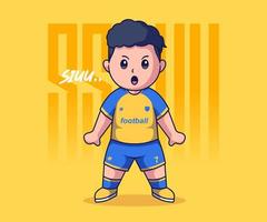 professioneel voetbal speler chibi karakter vector illustratie, schattig vlak tekenfilm concept.