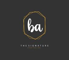 b een ba eerste brief handschrift en handtekening logo. een concept handschrift eerste logo met sjabloon element. vector