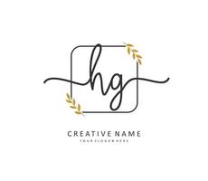 hg eerste brief handschrift en handtekening logo. een concept handschrift eerste logo met sjabloon element. vector