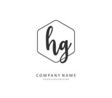 hg eerste brief handschrift en handtekening logo. een concept handschrift eerste logo met sjabloon element. vector