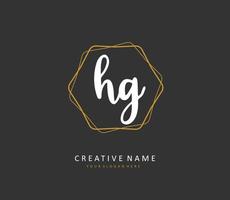 hg eerste brief handschrift en handtekening logo. een concept handschrift eerste logo met sjabloon element. vector