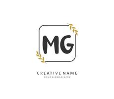 mg eerste brief handschrift en handtekening logo. een concept handschrift eerste logo met sjabloon element. vector