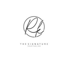 r k rk eerste brief handschrift en handtekening logo. een concept handschrift eerste logo met sjabloon element. vector