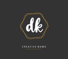 d k dk eerste brief handschrift en handtekening logo. een concept handschrift eerste logo met sjabloon element. vector