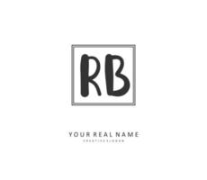 r b rb eerste brief handschrift en handtekening logo. een concept handschrift eerste logo met sjabloon element. vector