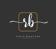 r b rb eerste brief handschrift en handtekening logo. een concept handschrift eerste logo met sjabloon element. vector