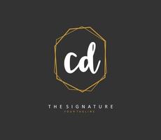 CD eerste brief handschrift en handtekening logo. een concept handschrift eerste logo met sjabloon element. vector