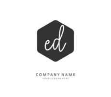 ed eerste brief handschrift en handtekening logo. een concept handschrift eerste logo met sjabloon element. vector