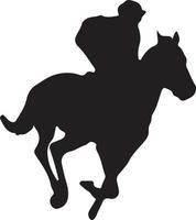 silhouet racing paard Aan een wit achtergrond. ruiter sport. vector illustratie , paard rijden in racing
