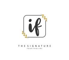 ik f eerste brief handschrift en handtekening logo. een concept handschrift eerste logo met sjabloon element. vector