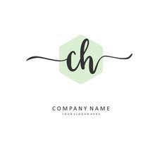 c h ch eerste brief handschrift en handtekening logo. een concept handschrift eerste logo met sjabloon element. vector