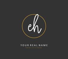 e h eh eerste brief handschrift en handtekening logo. een concept handschrift eerste logo met sjabloon element. vector