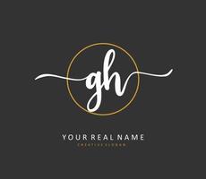 g h gh eerste brief handschrift en handtekening logo. een concept handschrift eerste logo met sjabloon element. vector