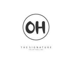 O h Oh eerste brief handschrift en handtekening logo. een concept handschrift eerste logo met sjabloon element. vector