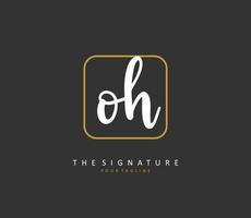 O h Oh eerste brief handschrift en handtekening logo. een concept handschrift eerste logo met sjabloon element. vector