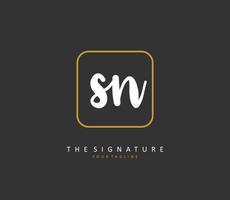 s n sn eerste brief handschrift en handtekening logo. een concept handschrift eerste logo met sjabloon element. vector