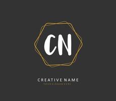 c n cn eerste brief handschrift en handtekening logo. een concept handschrift eerste logo met sjabloon element. vector
