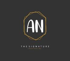 een n een eerste brief handschrift en handtekening logo. een concept handschrift eerste logo met sjabloon element. vector