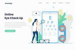 online bestemmingspagina voor oogcontrole vector