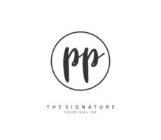 pp eerste brief handschrift en handtekening logo. een concept handschrift eerste logo met sjabloon element. vector