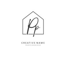 pp eerste brief handschrift en handtekening logo. een concept handschrift eerste logo met sjabloon element. vector